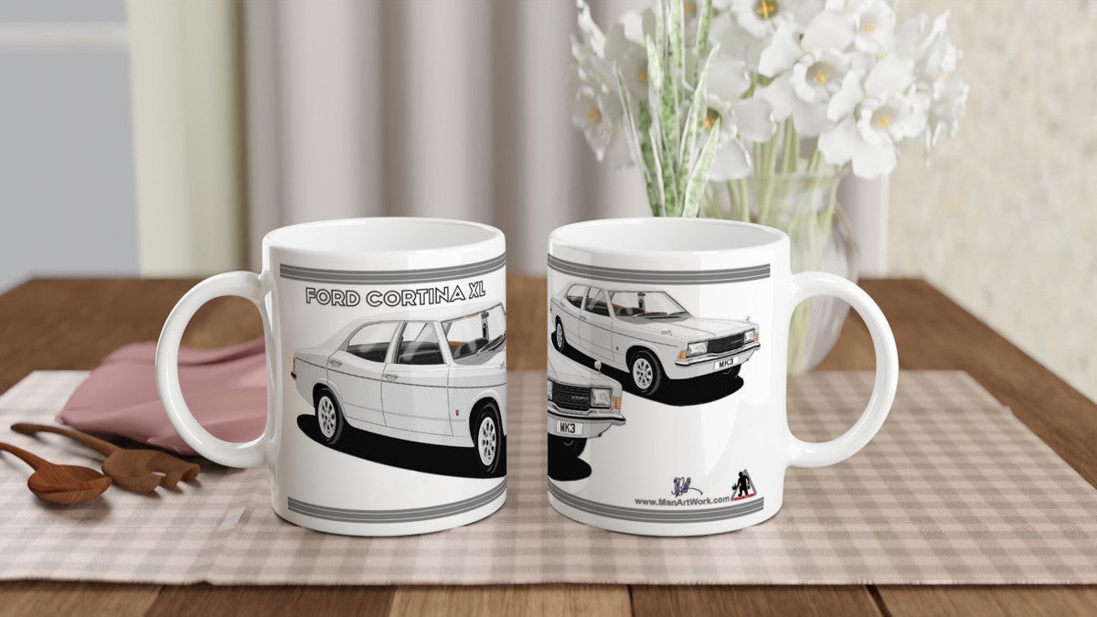 Ford Cortina Mk3 XL in Silver Art Mug
