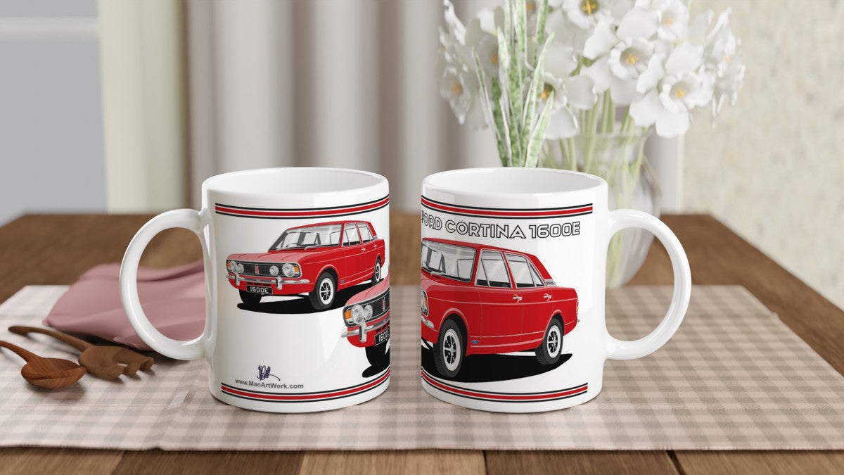 Ford Cortina Mk2 Series 1 1600E in Red Art Mug