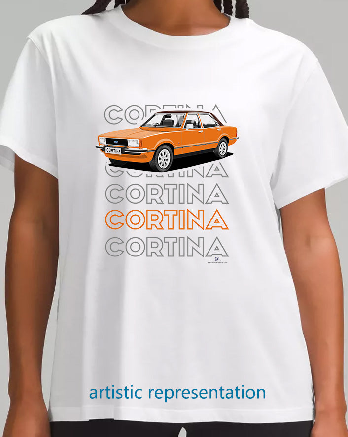 Ford Cortina Mk4 Ghia in Orange Art T Shirt (Words)