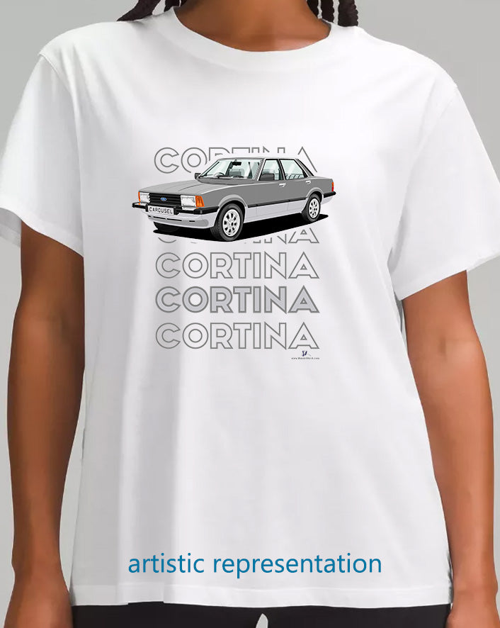 Ford Cortina Mk5 Carousel in Grey Art T Shirt (Words)