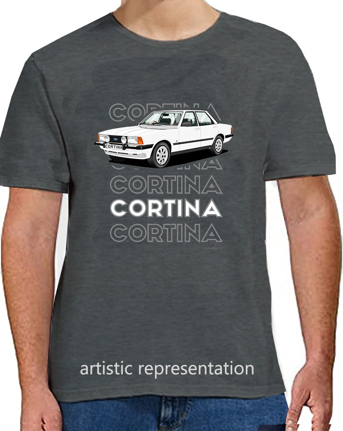 Ford Cortina Mk5 Ghia in White Art T Shirt (Words)