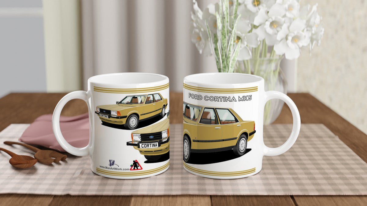 Ford Cortina Mk5 Ghia in Gold Art Mug