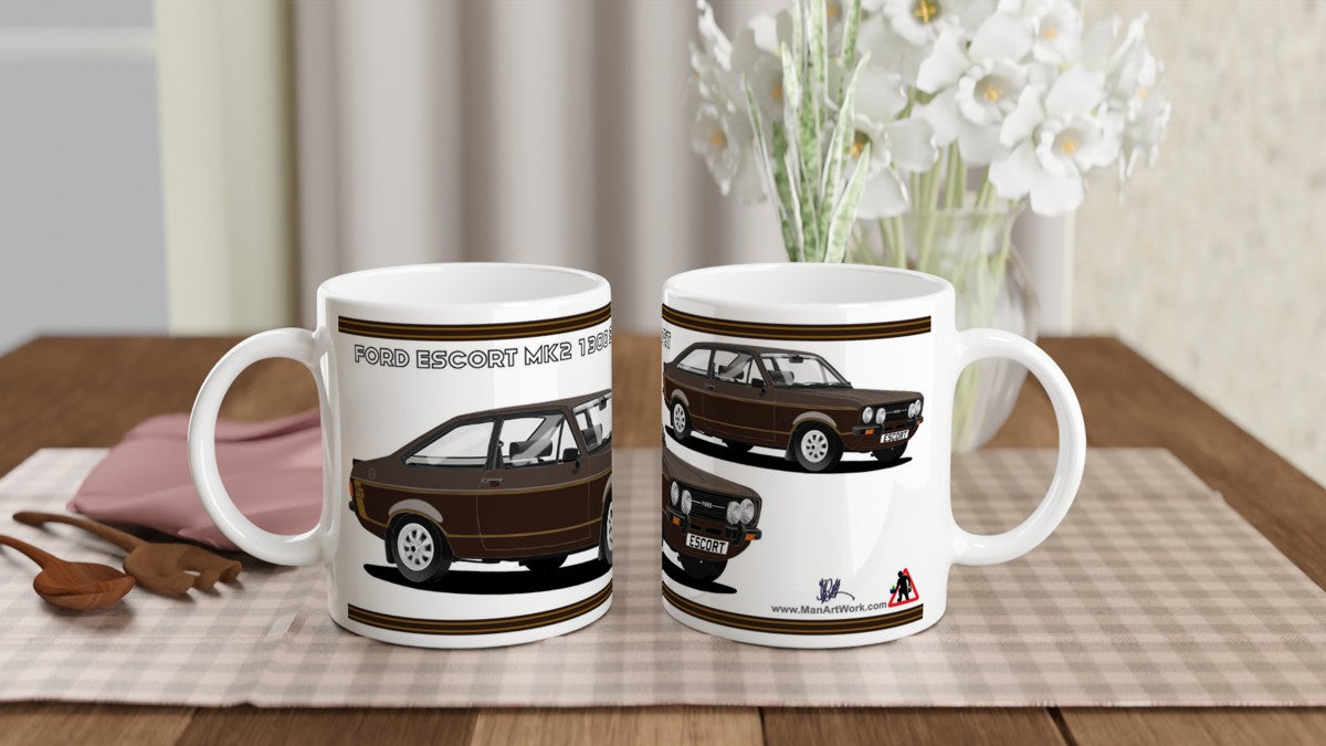 Ford Escort Mk2 1300 Sport in Brown Art Mug