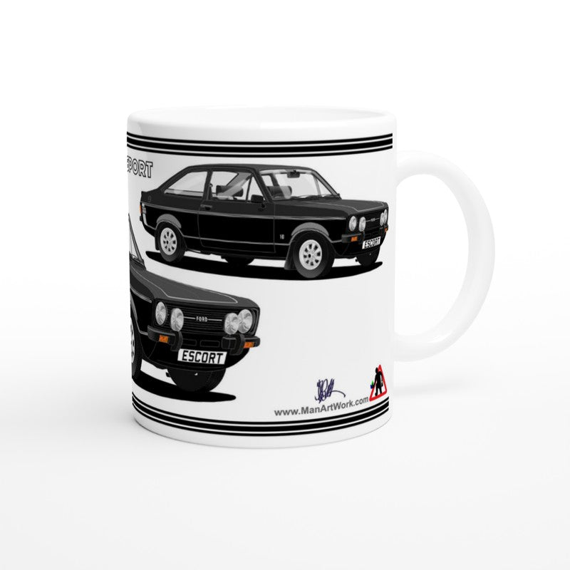 Ford Escort Mk2 1600 Sport in Black Art Mug