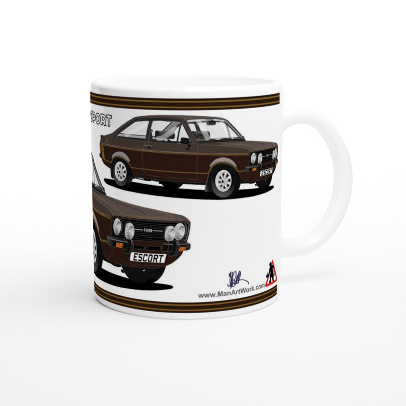 Ford Escort Mk2 1600 Sport in Brown Art Mug