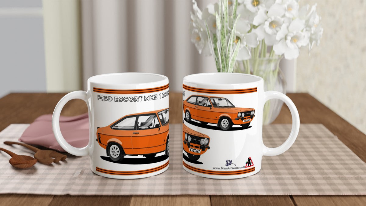 Ford Escort Mk2 1600 Sport in Orange Art Mug