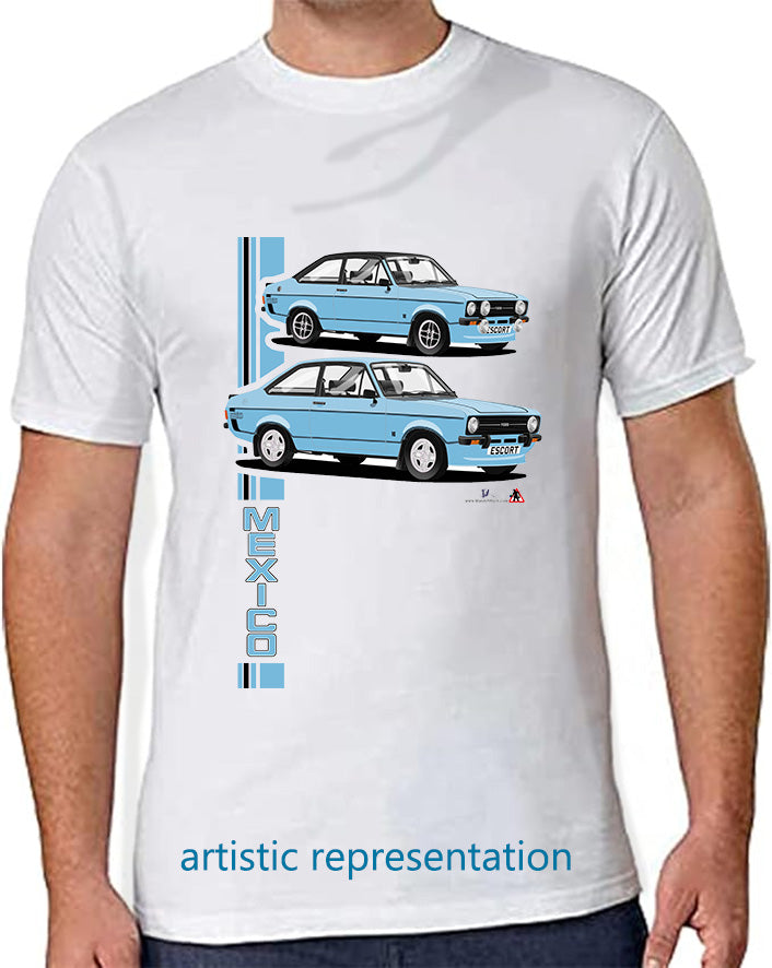 Ford Escort Mk2 Mexico T Shirt (Blue Car)