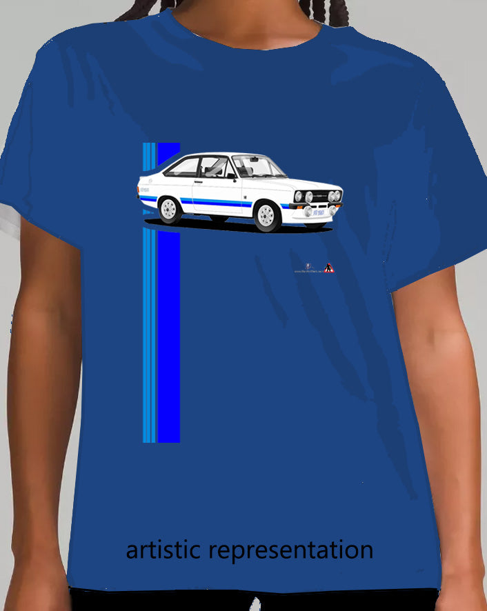 Ford Escort Mk2 RS1800 White on Blue T Shirt