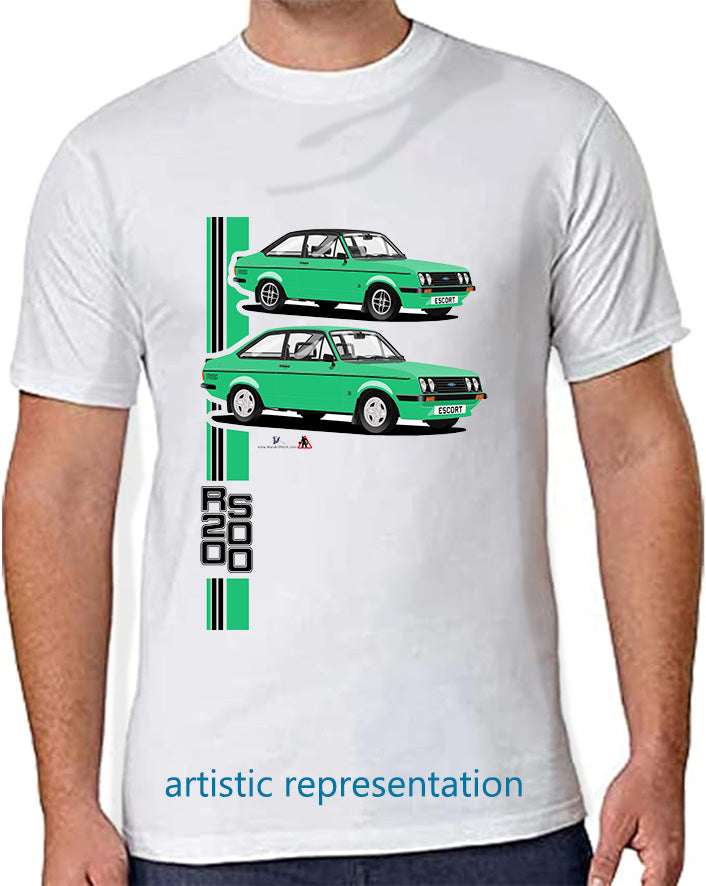 Ford Escort Mk2 RS2000 T Shirt (Sporty Green Car)