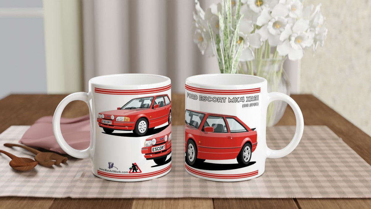 Ford Escort Mk4 XR3i 88 Spec in Red Art Mug