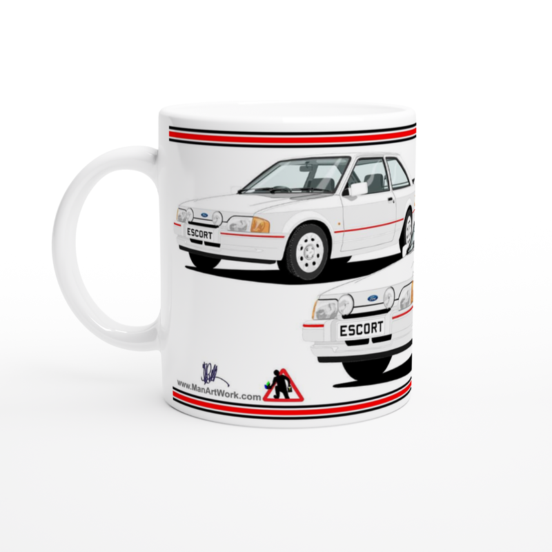 Ford Escort Mk4 XR3i 88 Spec in White Art Mug