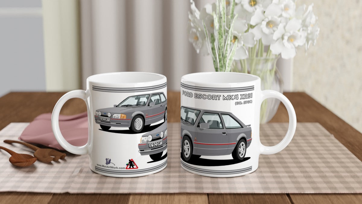 Ford Escort Mk4 XR3i 90s Spec in Gray Art Mug