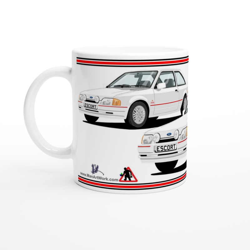 Ford Escort Mk4 XR3i 90s Spec in White Art Mug