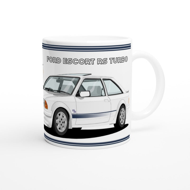 Ford Escort Mk3 RS Turbo in White Art Mug