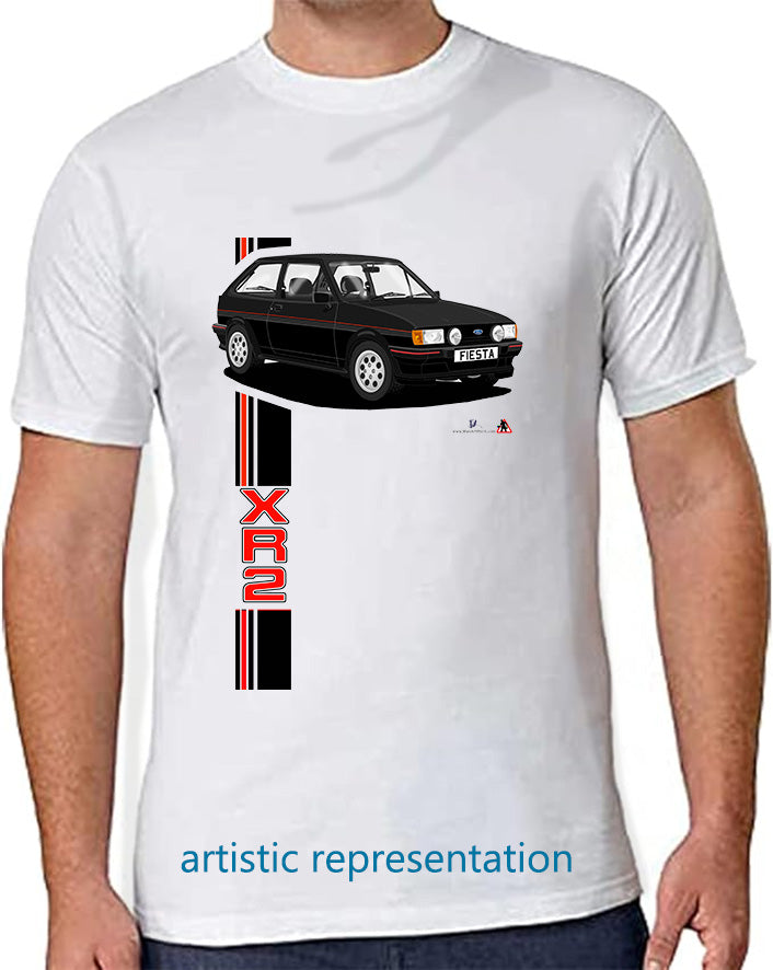Ford Fiesta Mk2 XR2 in Black with Pepperpots T Shirt