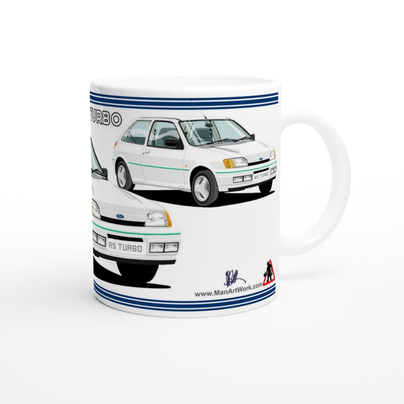 Ford Fiesta Mk3 RS Turbo in White Art Mug