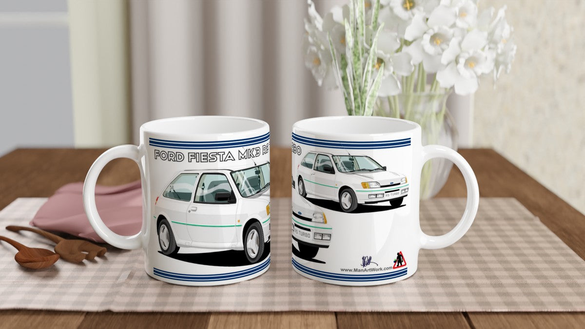 Ford Fiesta Mk3 RS Turbo in White Art Mug