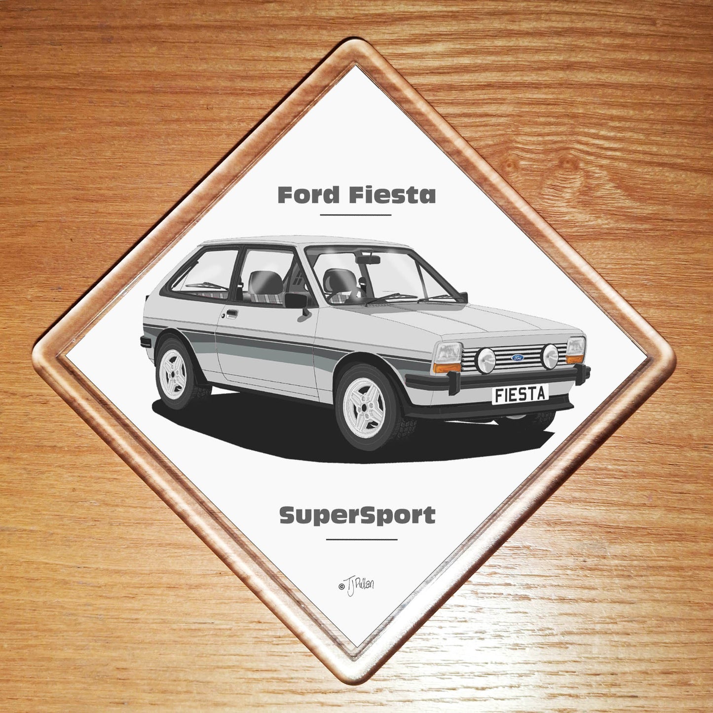 Ford Fiesta SuperSport in Silver & Gray Art Coaster