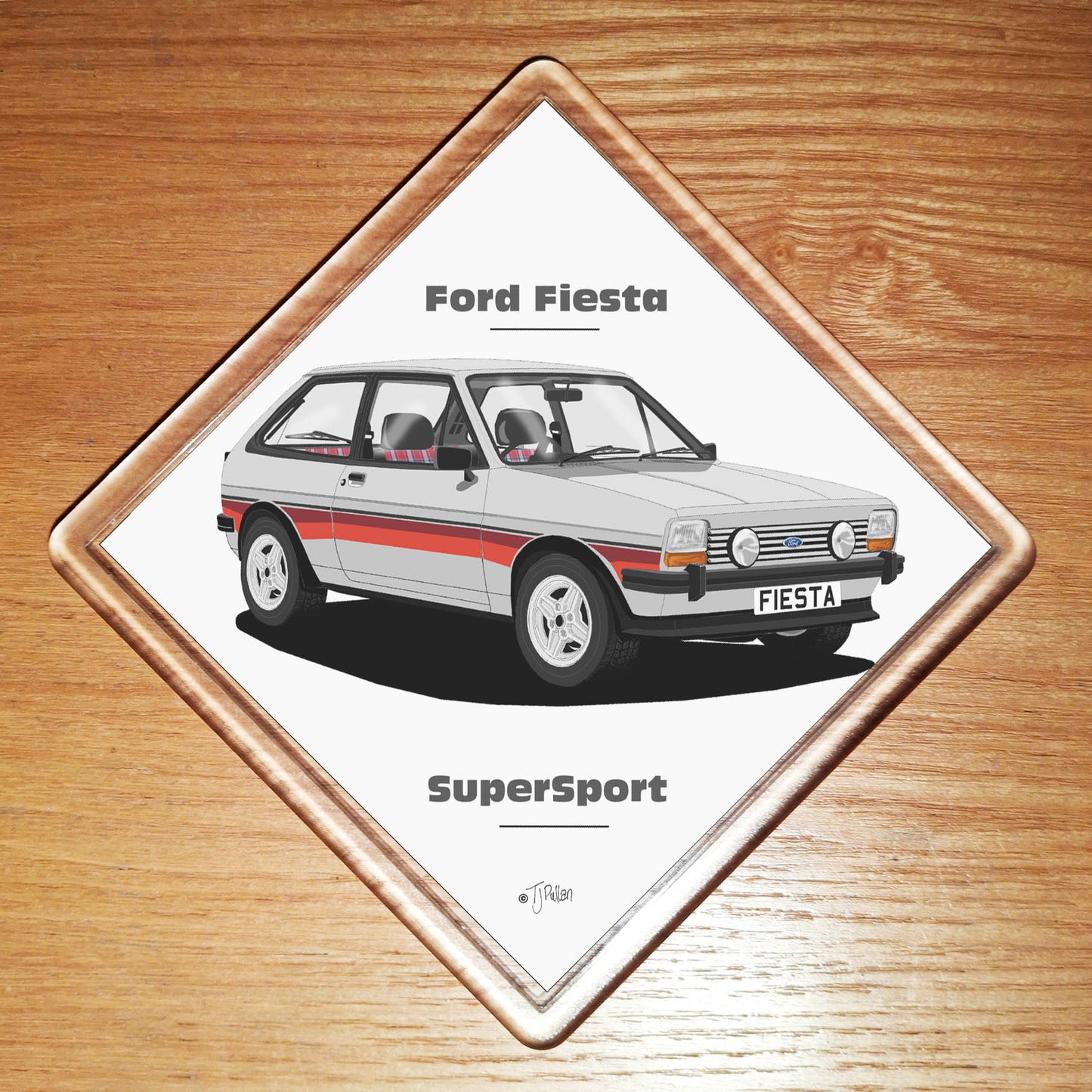 Ford Fiesta SuperSport in Silver & Red Art Coaster