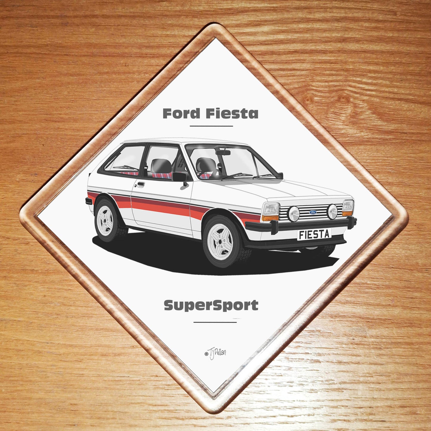 Ford Fiesta SuperSport in White & Red Art Coaster