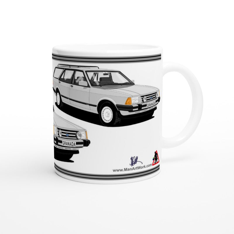 Ford Granada Mk2 Injection Sport Estate in Silver Art Mug