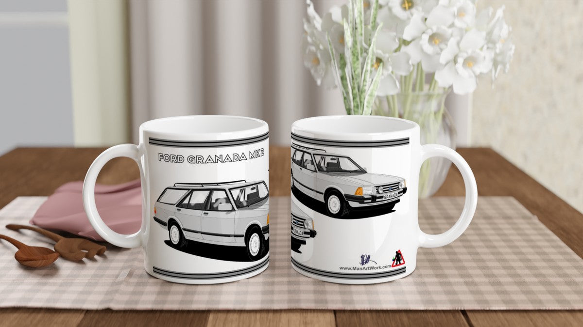 Ford Granada Mk2 Injection Sport Estate in Silver Art Mug