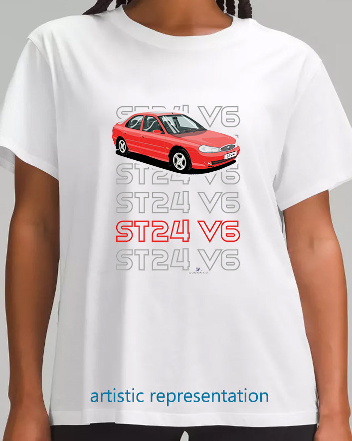 Ford Mondeo MK2 ST24 Hatchback in Red T Shirt