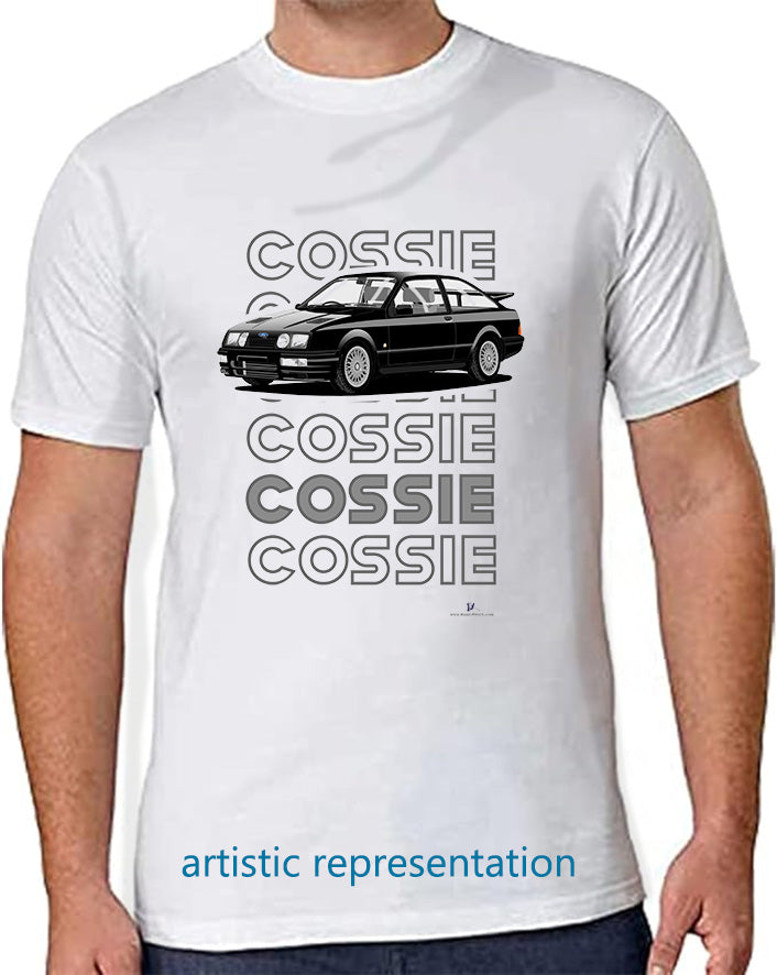 Ford Sierra RS Cosworth in Black Art T Shirt (Words)