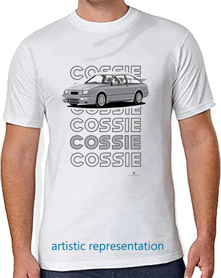 Ford Sierra RS Cosworth in Grey Art T Shirt (Words)