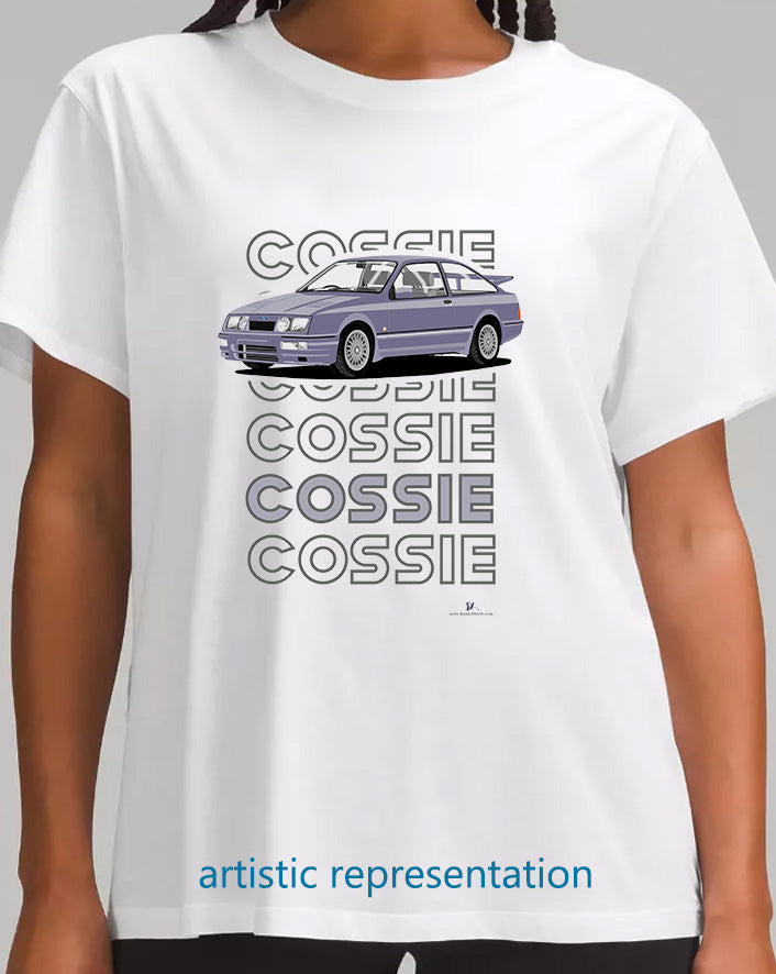 Ford Sierra RS Cosworth in Light Blue Art T Shirt (Words)