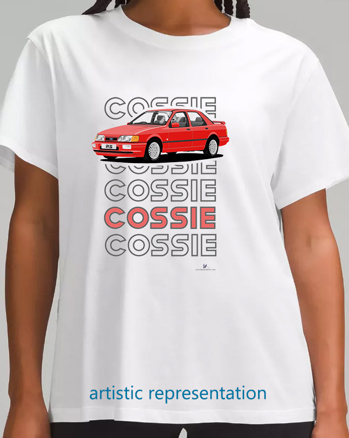 Ford Sierra Sapphire RS Cosworth 2WD in Red Art T Shirt (Words)