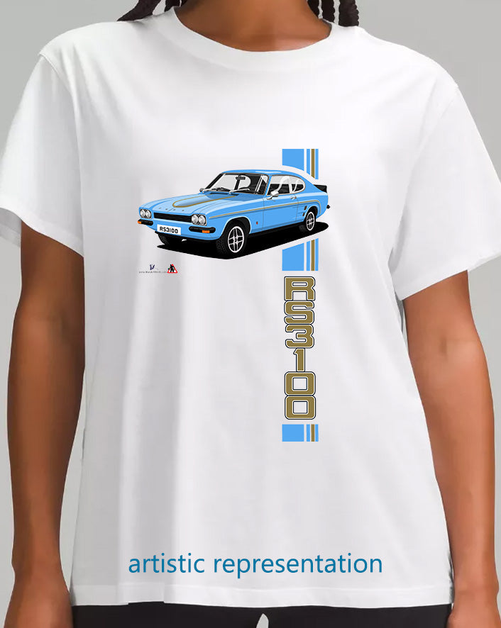 Ford Capri Mk1 RS3100 in Light Blue T Shirt