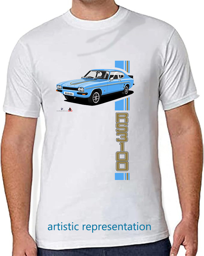 Ford Capri Mk1 RS3100 in Light Blue T Shirt