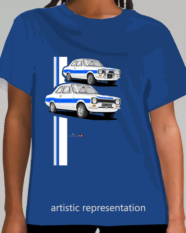 Ford Escort Mk1 RS2000 in White and Blue T Shirt