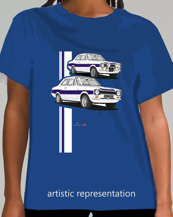 Ford Escort Mk1 RS2000 in White and Navy T Shirt