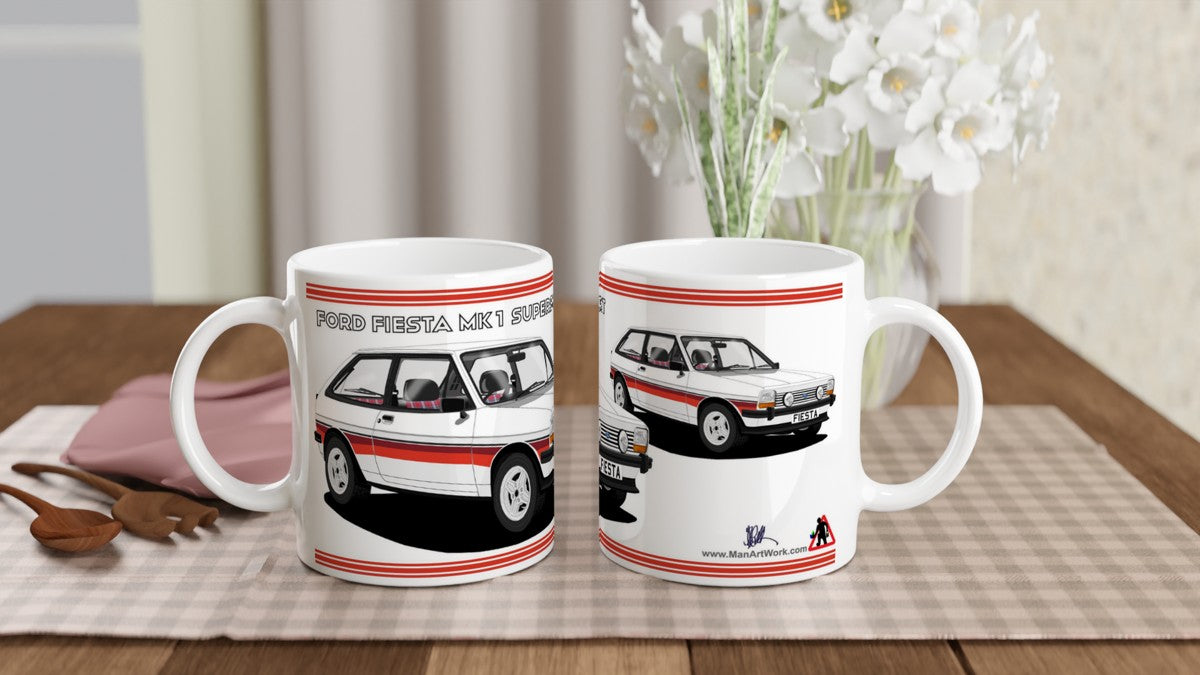 Ford Fiesta Mk1 SuperSport in White Art Mug