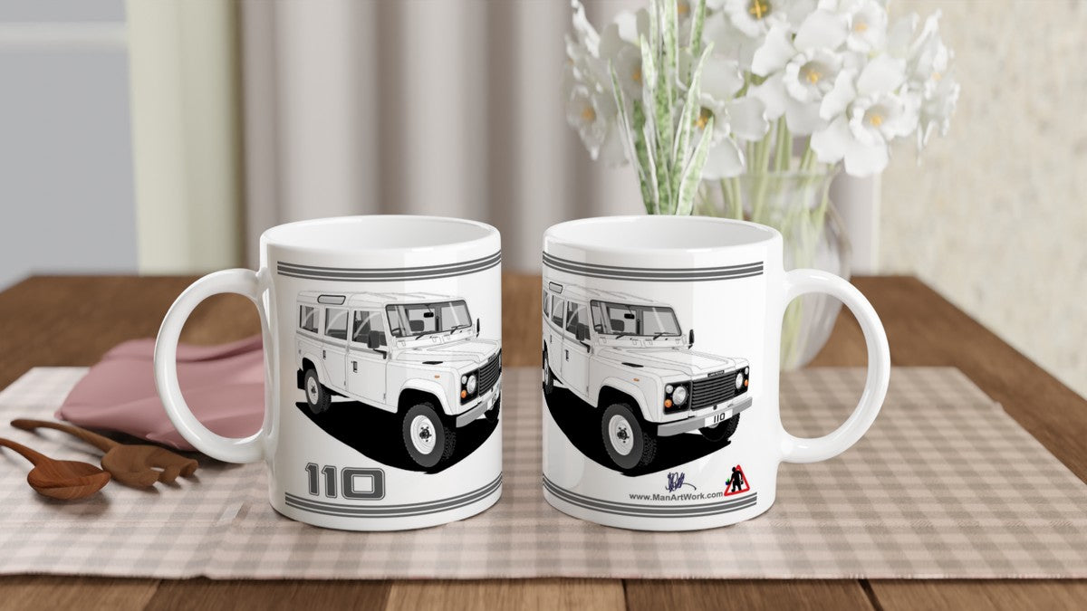 Land Rover 110 12 seater in Wite Art Mug