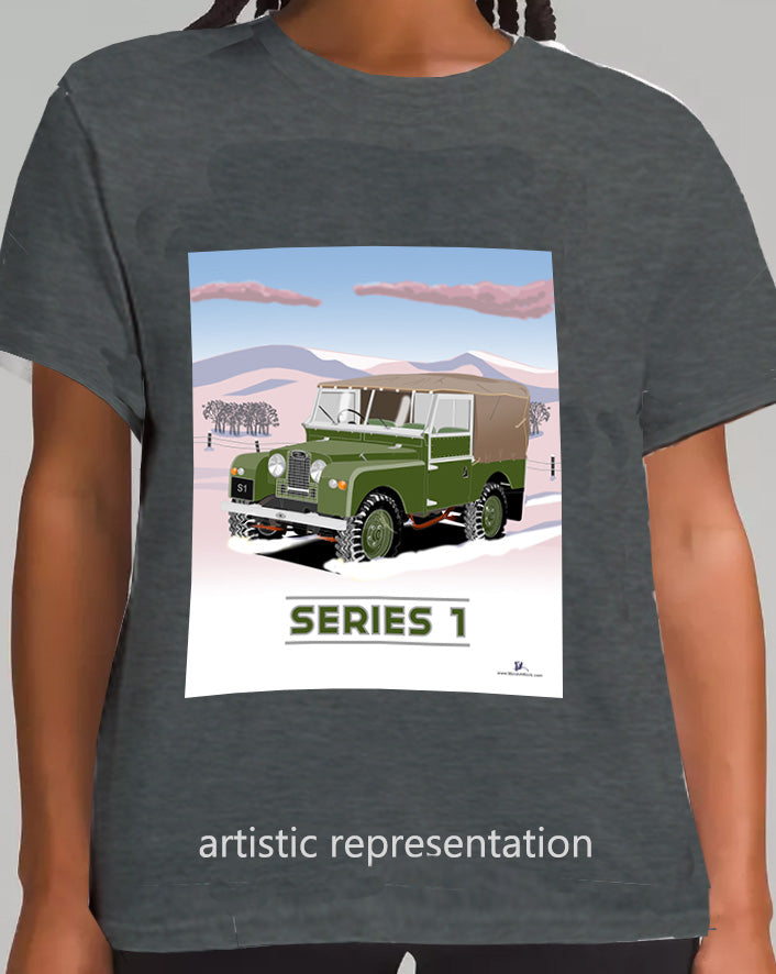 Land Rover Series 1 in Dark Green (Snow) Art T Shirt