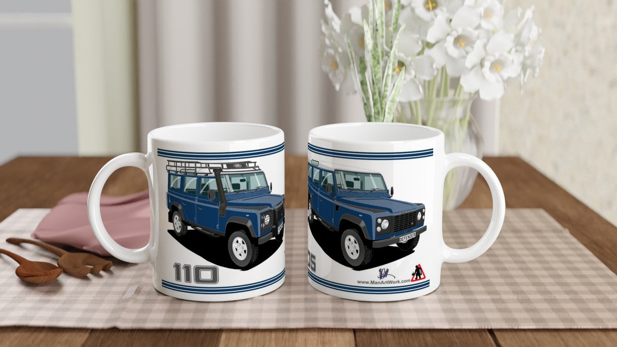 Land Rover Defender 110 TD5 12 seater in Blue Art Mug