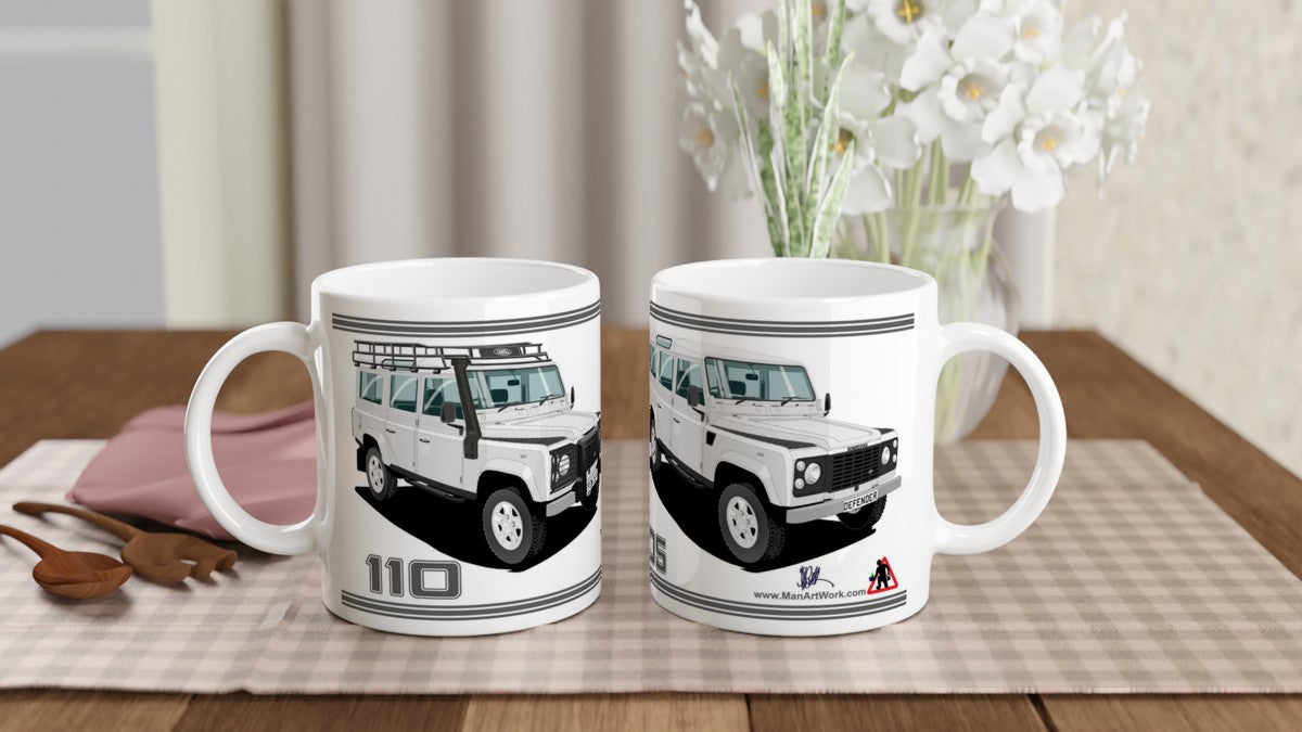Land Rover Defender 110 TD5 12 seater in Silver Art Mug