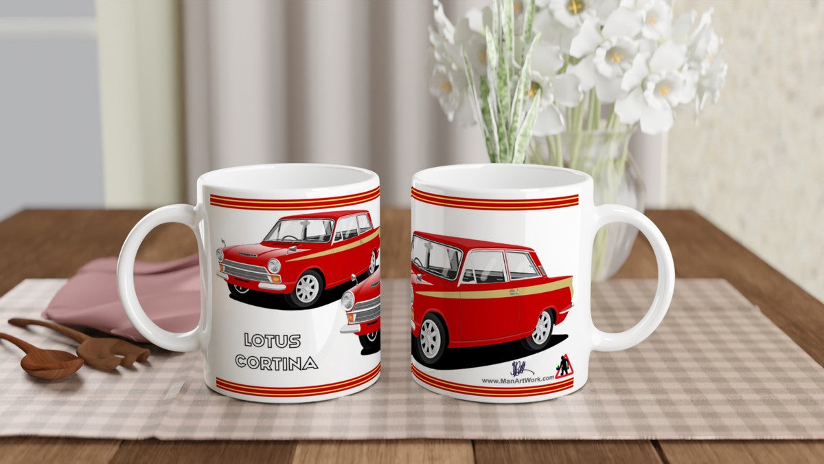 Lotus Cortina Mk1 in Red Art Mug