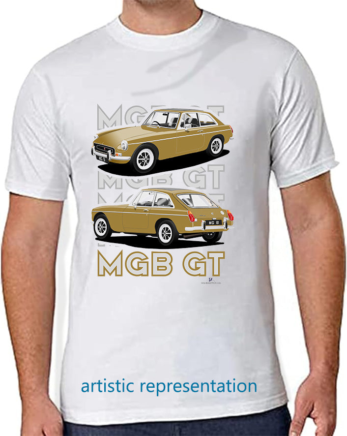 MG B GT Mk2 in Gold Art T Shirt