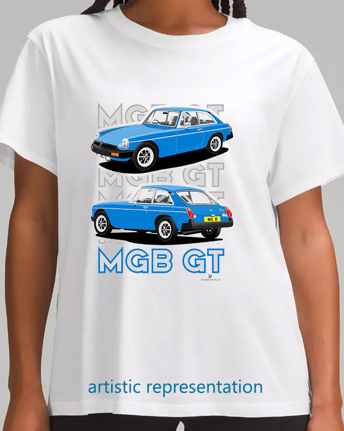 MG B GT Mk4 Rubber Bumper in Blue Art T Shirt