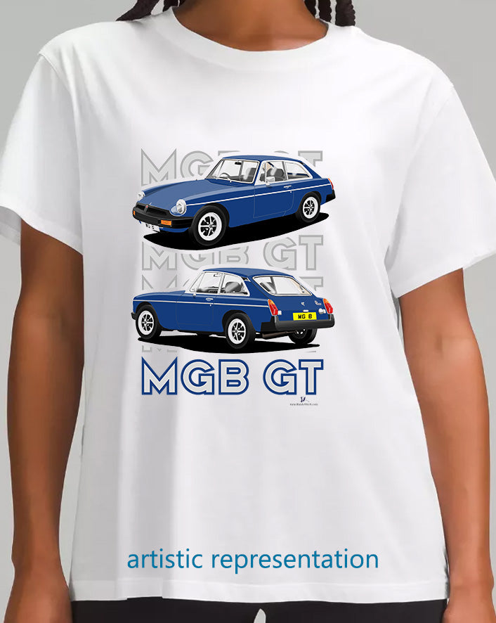 MG B GT Mk4 Rubber Bumper in Dark Blue Art T Shirt