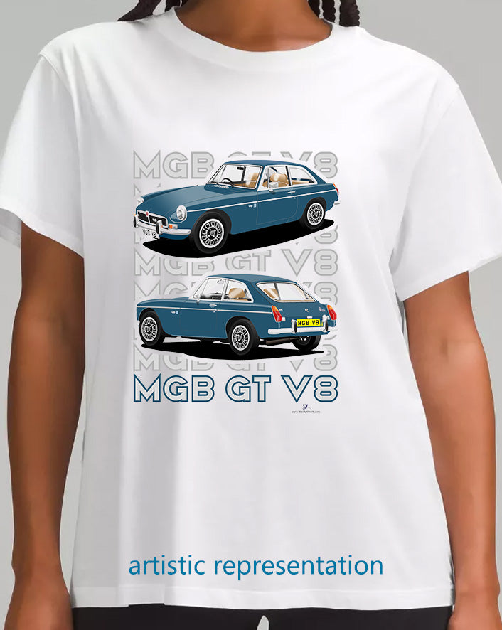 MG B GT V8 in Blue T Shirt
