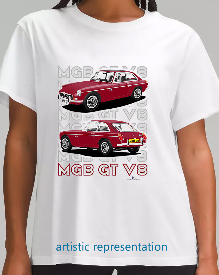 MG B GT V8 in Burgundy T Shirt