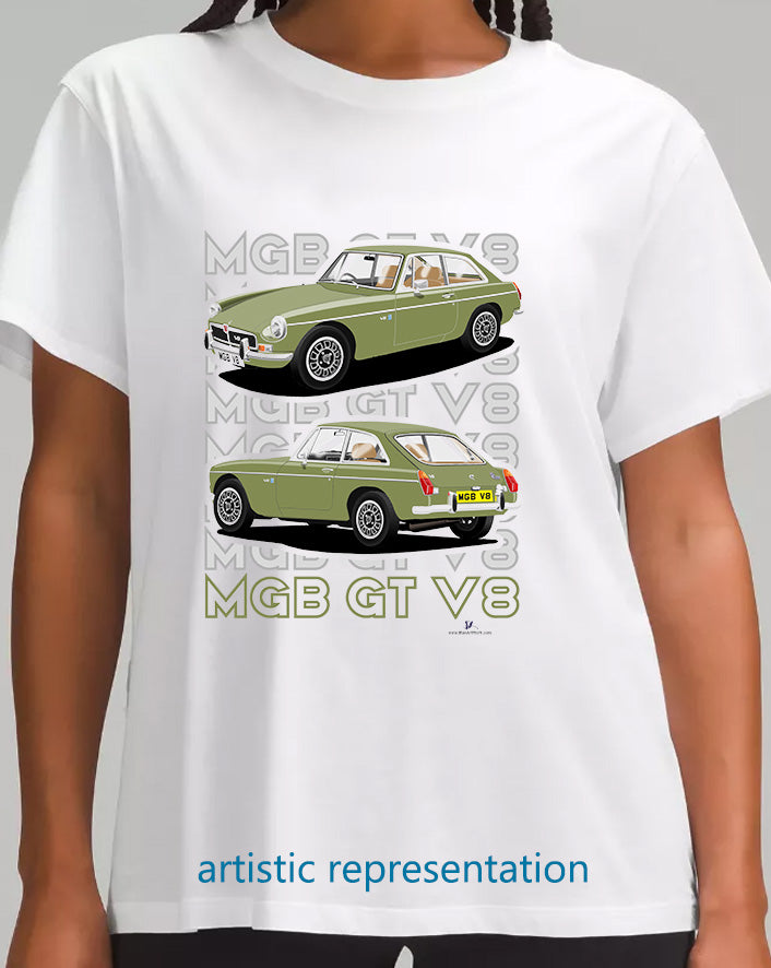 MG B GT V8 in Green T Shirt
