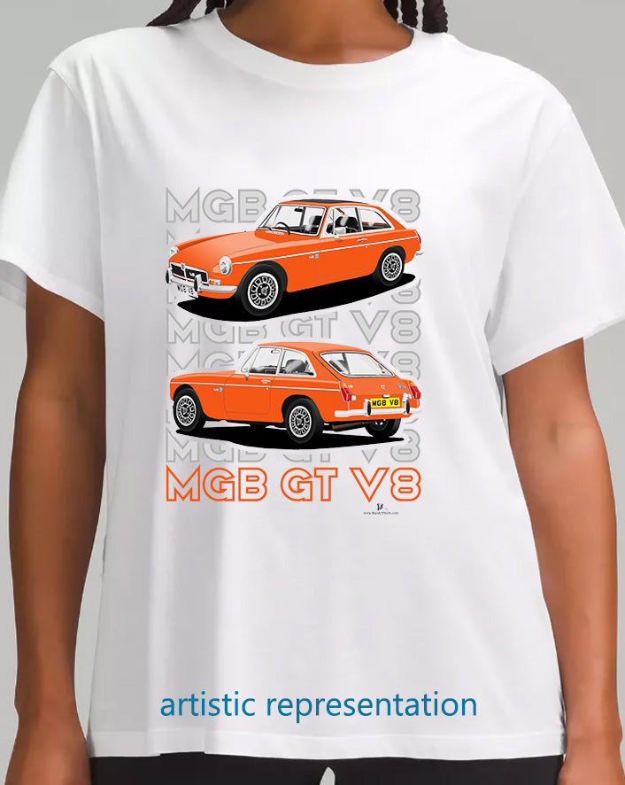 MG B GT V8 in Orange T Shirt