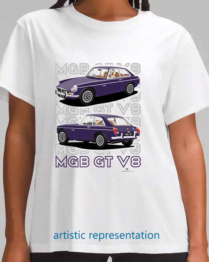 MG B GT V8 in Purple T Shirt