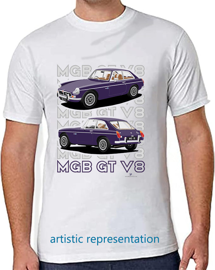 MG B GT V8 in Purple T Shirt